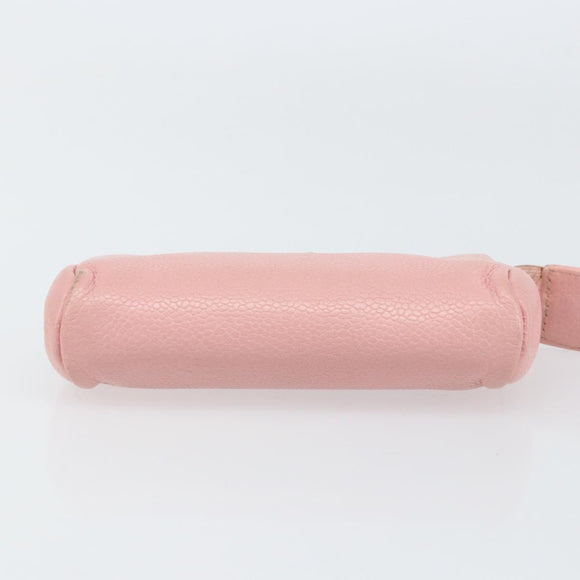 CHANEL COCO Mark Pouch Caviar Skin Pink Gold CC Auth bs31452