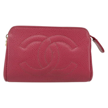 CHANEL Pouch Caviar Skin Pink Gold CC Auth bs31455 - 0