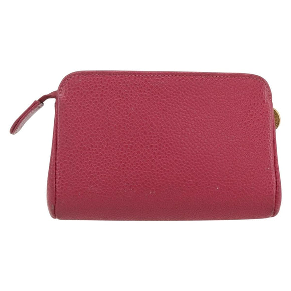 CHANEL Pouch Caviar Skin Pink Gold CC Auth bs31455