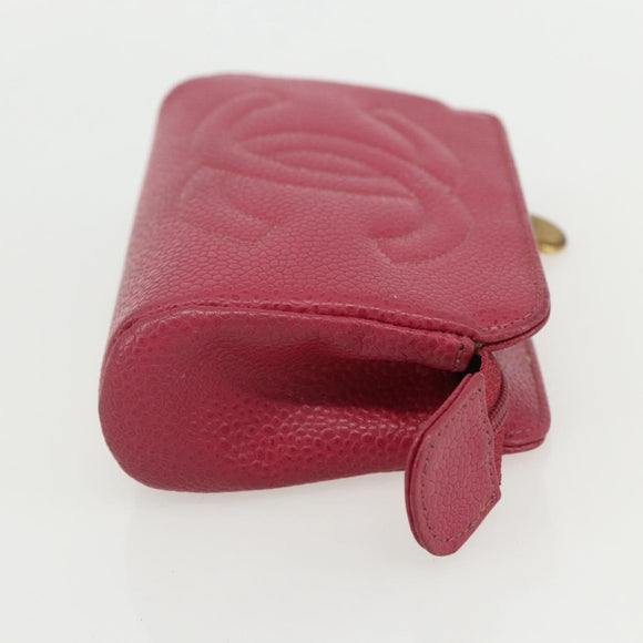 CHANEL Pouch Caviar Skin Pink Gold CC Auth bs31455