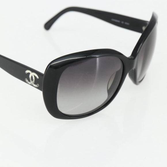 CHANEL Sunglasses plastic Black CC Auth bs31457