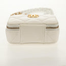 CHANEL Matelasse Chain Shoulder Bag Lamb Skin White Gold CC Auth bs31458SAV-11