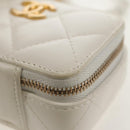 CHANEL Matelasse Chain Shoulder Bag Lamb Skin White Gold CC Auth bs31458SAV-13