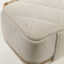 CHANEL Matelasse Chain Shoulder Bag Lamb Skin White Gold CC Auth bs31458SAV-14