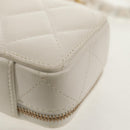 CHANEL Matelasse Chain Shoulder Bag Lamb Skin White Gold CC Auth bs31458SAV-15