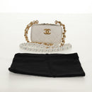 CHANEL Matelasse Chain Shoulder Bag Lamb Skin White Gold CC Auth bs31458SAV-27