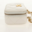 CHANEL Matelasse Chain Shoulder Bag Lamb Skin White Gold CC Auth bs31458SAV-6