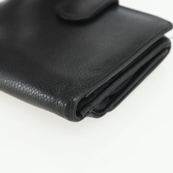 CHANEL Bifold Wallet Caviar Skin Black Gold CC Auth bs31459
