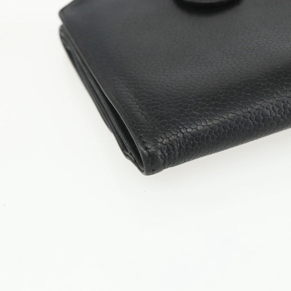 CHANEL Bifold Wallet Caviar Skin Black Gold CC Auth bs31459