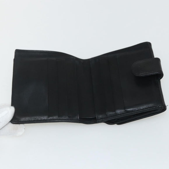 CHANEL Bifold Wallet Caviar Skin Black Gold CC Auth bs31459