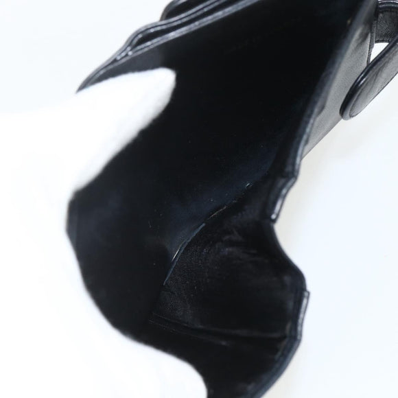 CHANEL Bifold Wallet Caviar Skin Black Gold CC Auth bs31459