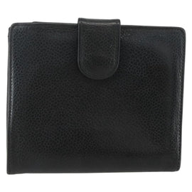 CHANEL Bifold Wallet Caviar Skin Black Gold CC Auth bs31459 - 0