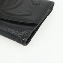 CHANEL Bifold Wallet Caviar Skin Black Gold CC Auth bs31459-7