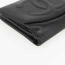 CHANEL Bifold Wallet Caviar Skin Black Gold CC Auth bs31459-14