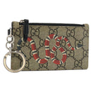 GUCCI GG Supreme Snake Coin Purse PVC Beige Silver Auth bs31464-1