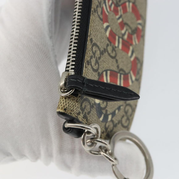 GUCCI GG Supreme Snake Coin Purse PVC Beige Silver Auth bs31464