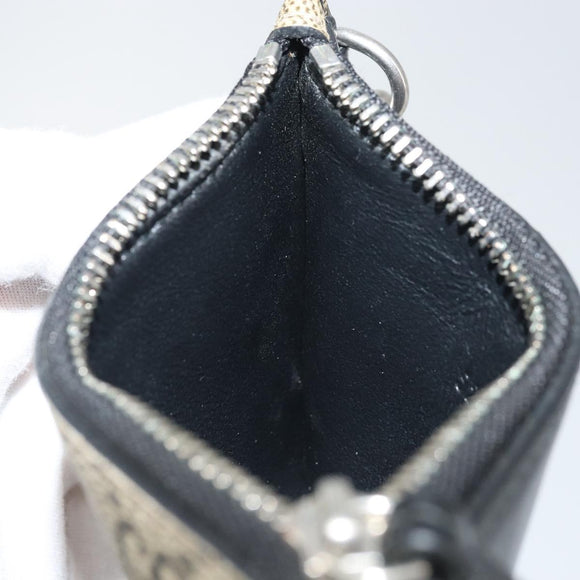 GUCCI GG Supreme Snake Coin Purse PVC Beige Silver Auth bs31464