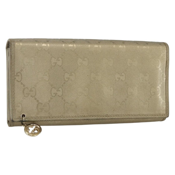 GUCCI GG implementation Long Wallet PVC Gold 224262 Auth bs31465