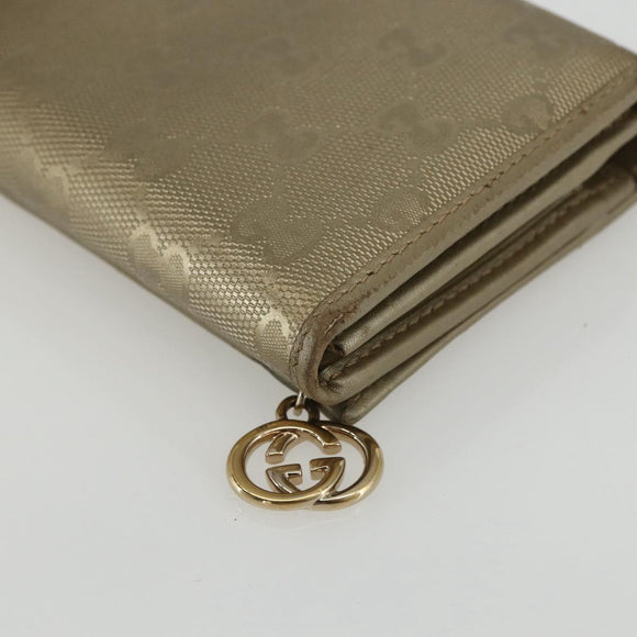 GUCCI GG implementation Long Wallet PVC Gold 224262 Auth bs31465