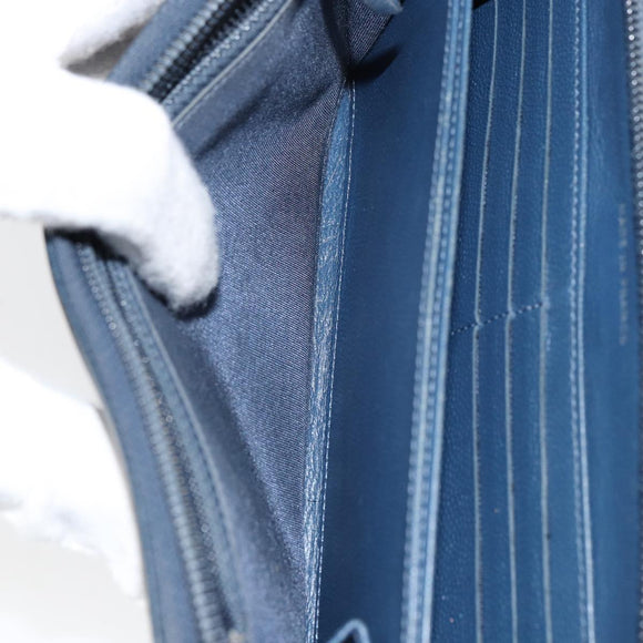 CHANEL Boy Chanel Long Wallet Lamb Skin Navy Silver CC Auth bs31466