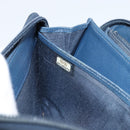 CHANEL Boy Chanel Long Wallet Lamb Skin Navy Silver CC Auth bs31466-12