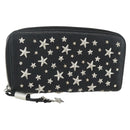 Jimmy Choo Studs Long Wallet Leather Black Silver Auth bs31467-1