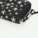 Jimmy Choo Studs Long Wallet Leather Black Silver Auth bs31467-15
