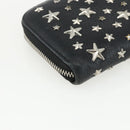 Jimmy Choo Studs Long Wallet Leather Black Silver Auth bs31467-16