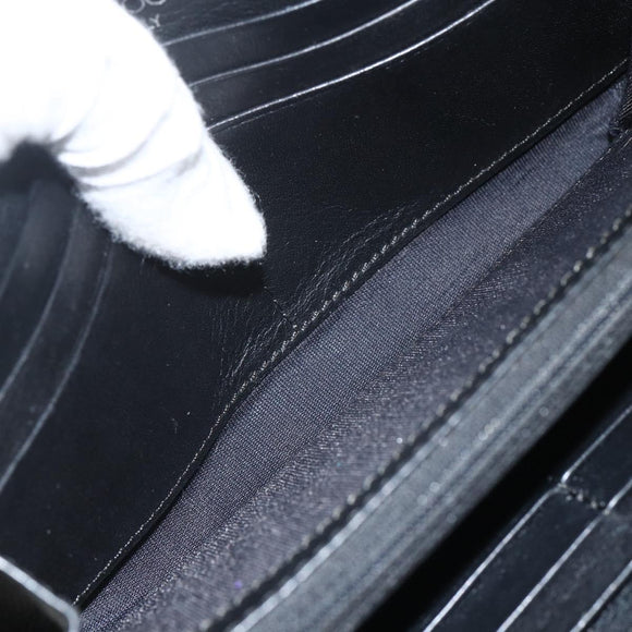 Jimmy Choo Studs Long Wallet Leather Black Silver Auth bs31467