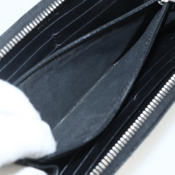 Jimmy Choo Studs Long Wallet Leather Black Silver Auth bs31467