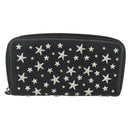 Jimmy Choo Studs Long Wallet Leather Black Silver Auth bs31467-13