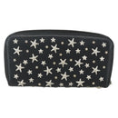 Jimmy Choo Studs Long Wallet Leather Black Silver Auth bs31467-2