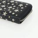 Jimmy Choo Studs Long Wallet Leather Black Silver Auth bs31467-7