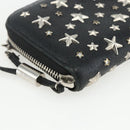 Jimmy Choo Studs Long Wallet Leather Black Silver Auth bs31467-14