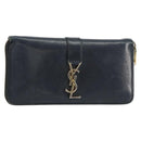 SAINT LAURENT Long Wallet Leather Black Gold Auth bs31468-1