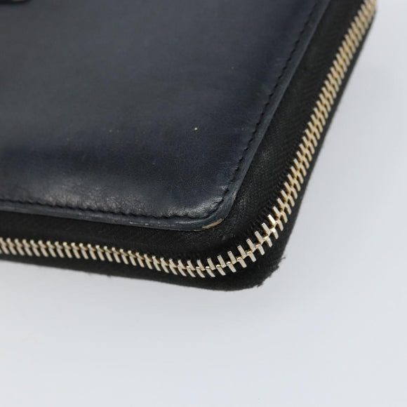 SAINT LAURENT Long Wallet Leather Black Gold Auth bs31468