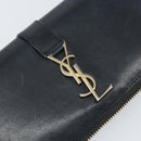 SAINT LAURENT Long Wallet Leather Black Gold Auth bs31468-13