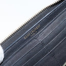 SAINT LAURENT Long Wallet Leather Black Gold Auth bs31468-15