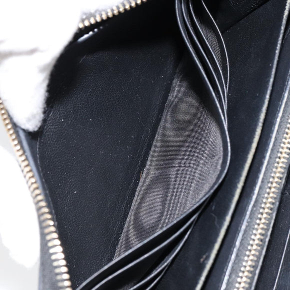 SAINT LAURENT Long Wallet Leather Black Gold Auth bs31468