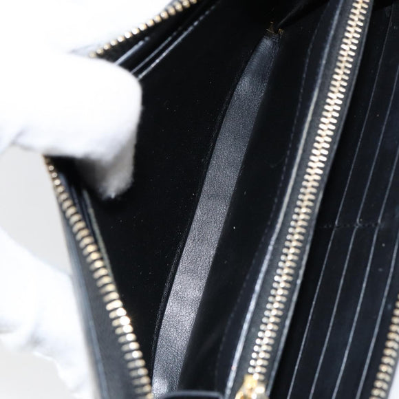SAINT LAURENT Long Wallet Leather Black Gold Auth bs31468