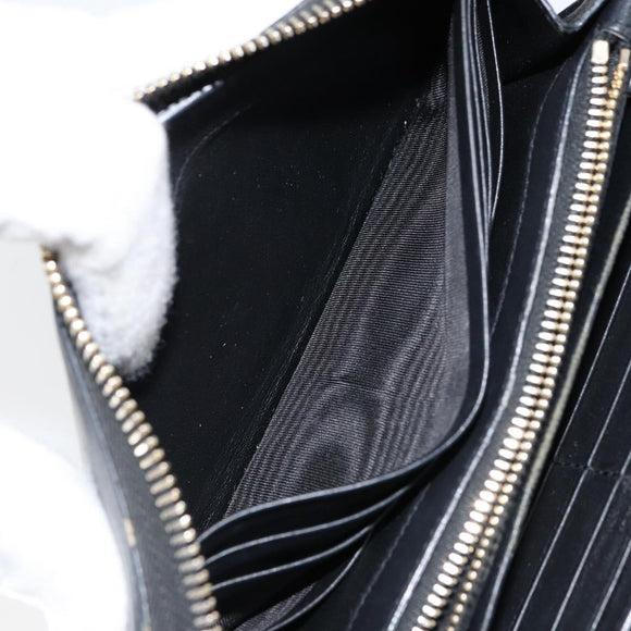 SAINT LAURENT Long Wallet Leather Black Gold Auth bs31468