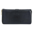 SAINT LAURENT Long Wallet Leather Black Gold Auth bs31468-3