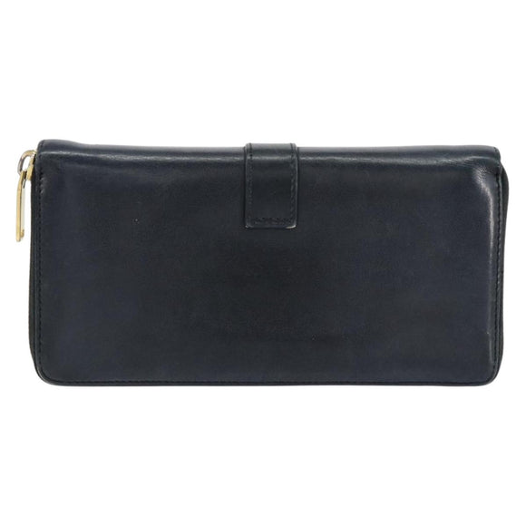 SAINT LAURENT Long Wallet Leather Black Gold Auth bs31468