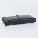 SAINT LAURENT Long Wallet Leather Black Gold Auth bs31468-6