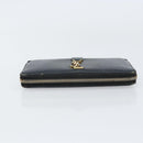 SAINT LAURENT Long Wallet Leather Black Gold Auth bs31468-7