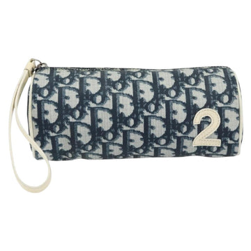 Christian Dior Trotter Canvas Pouch PVC Navy Silver Auth bs31469 - 0