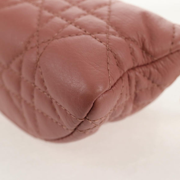 Christian Dior Canage Pouch Lamb Skin Pink Gold Auth bs31470SAV