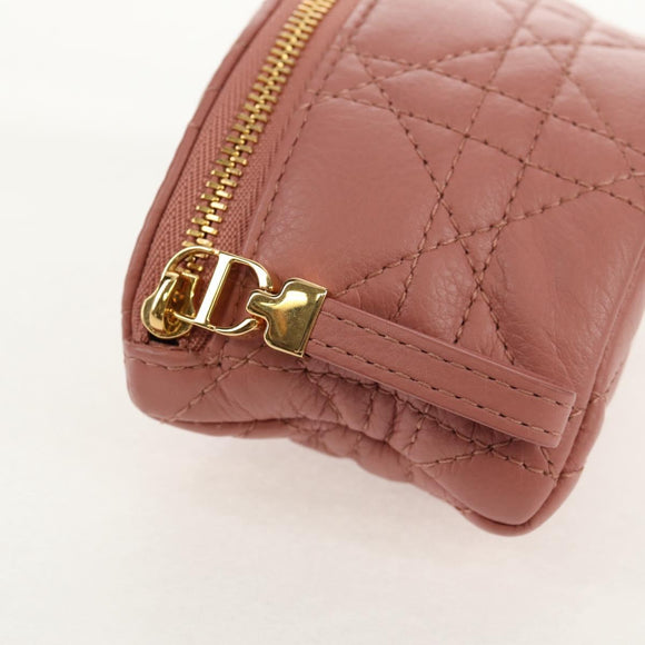 Christian Dior Canage Pouch Lamb Skin Pink Gold Auth bs31470SAV