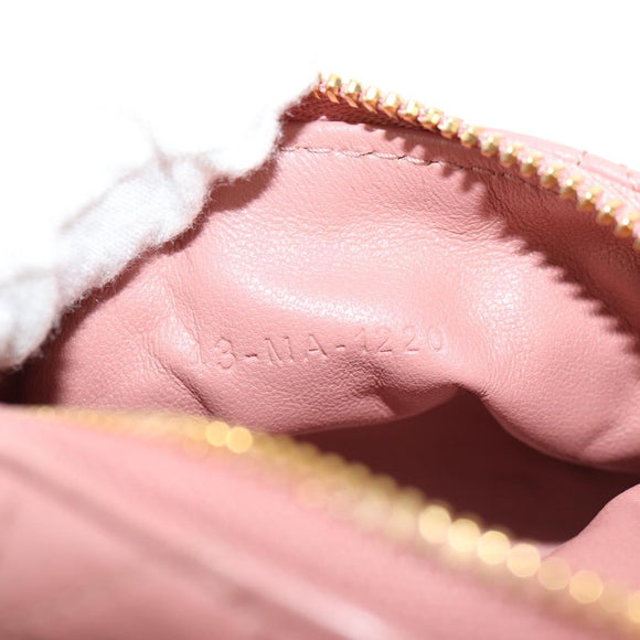 Christian Dior Canage Pouch Lamb Skin Pink Gold Auth bs31470SAV