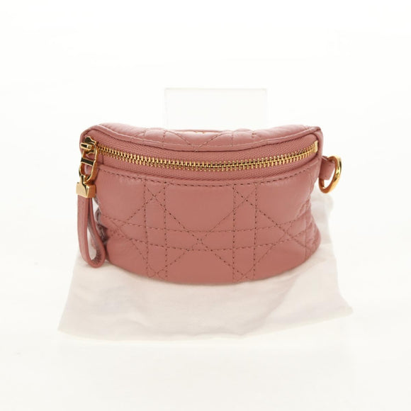 Christian Dior Canage Pouch Lamb Skin Pink Gold Auth bs31470SAV